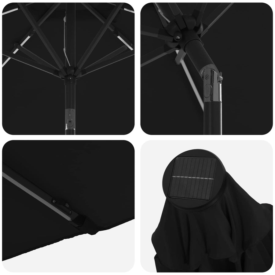 Tuin Parasol met LED Verlichting 300 x 300 cm Polyester Zwart