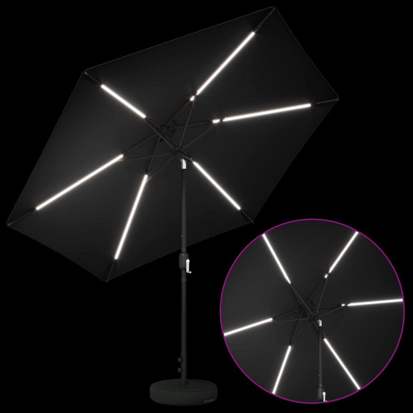 Tuin Parasol met LED Verlichting 300 x 300 cm Polyester Zwart