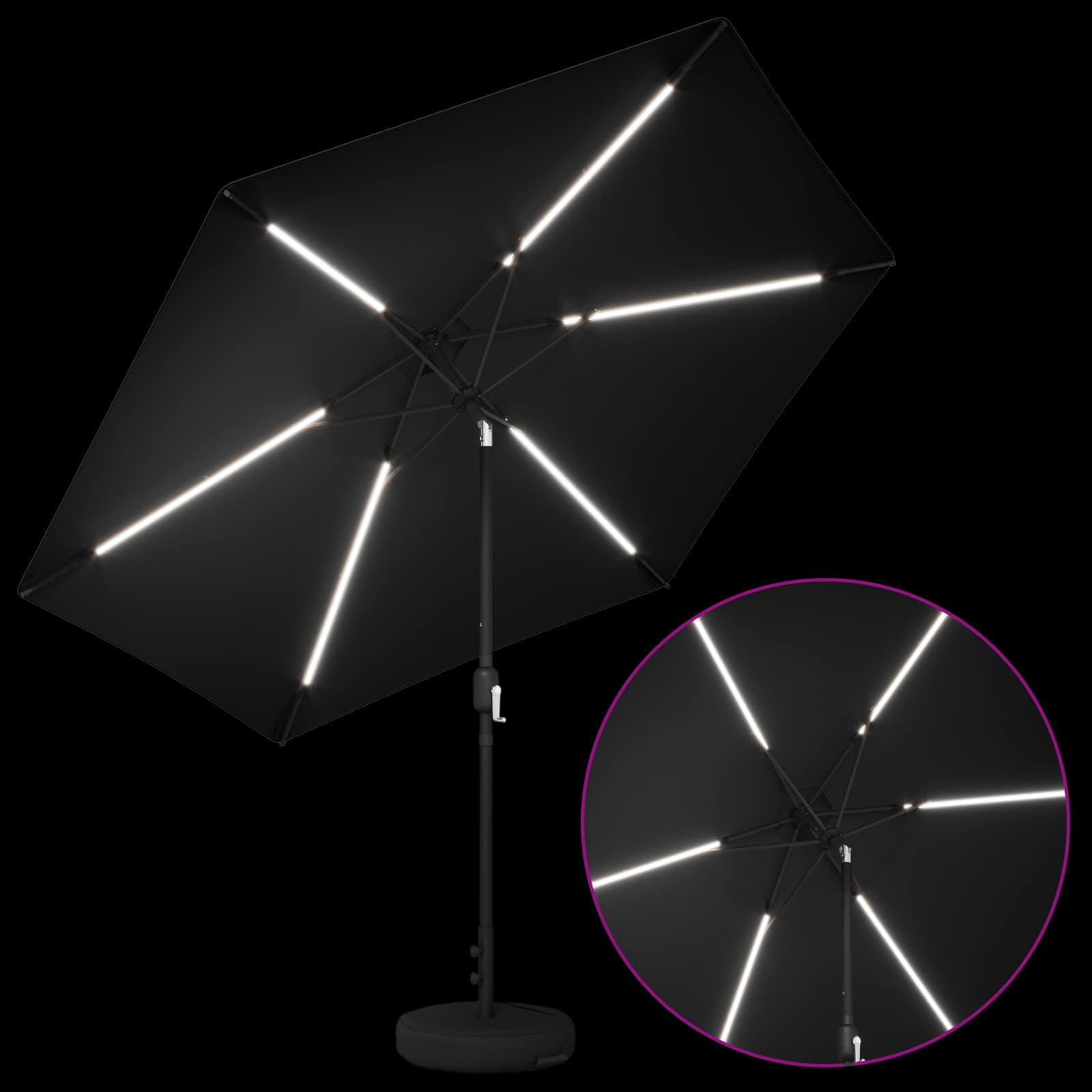 Tuin Parasol met LED Verlichting 300 x 300 cm Polyester Zwart