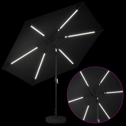 Tuin Parasol met LED Verlichting 300 x 300 cm Polyester Zwart