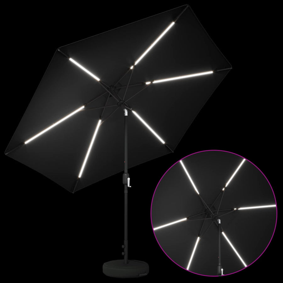 Tuin Parasol met LED Verlichting 300 x 300 cm Polyester Zwart