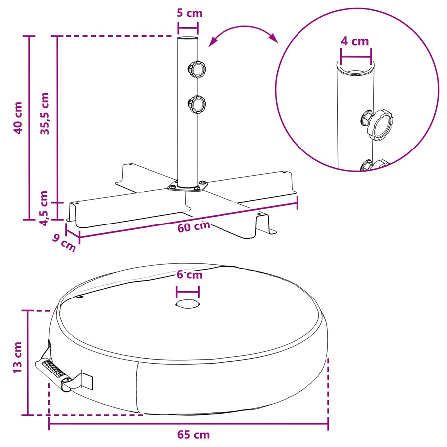 Patio Parasolvoet 60 x 60 cm Staal Zwart