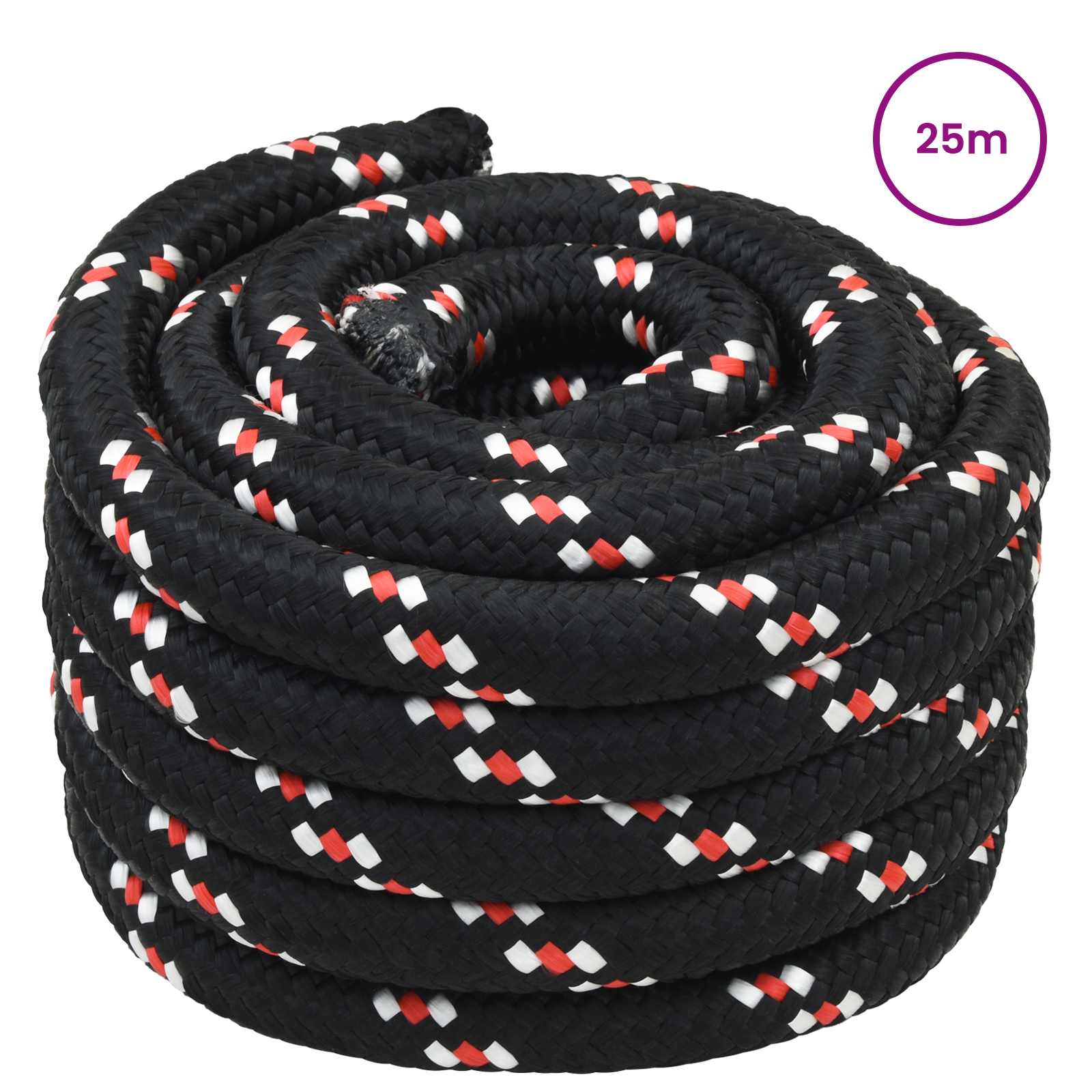 Boottouw 25 m 5 Zwart en Rood PP