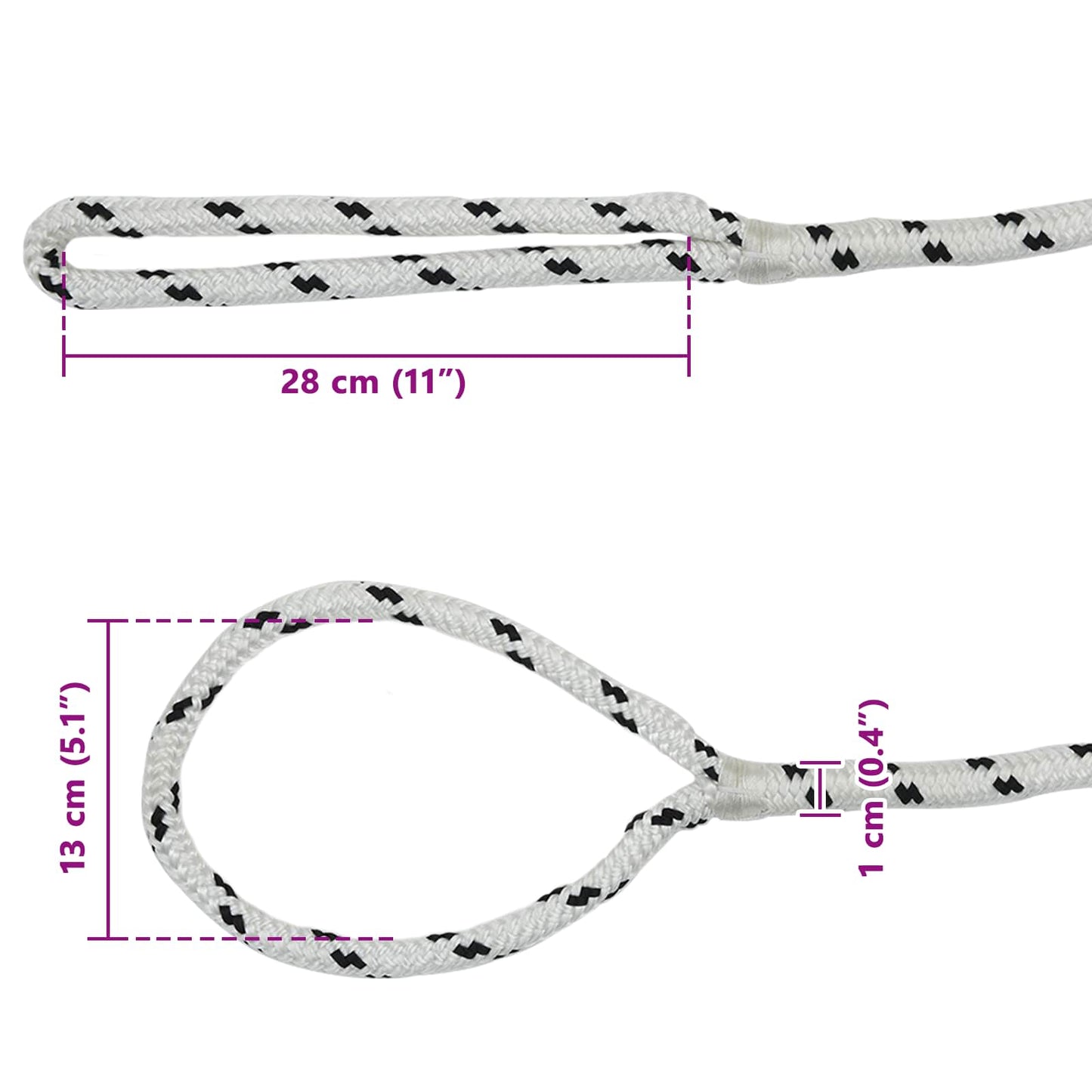Boottouw 15 m 1 Wit en zwart Polyester