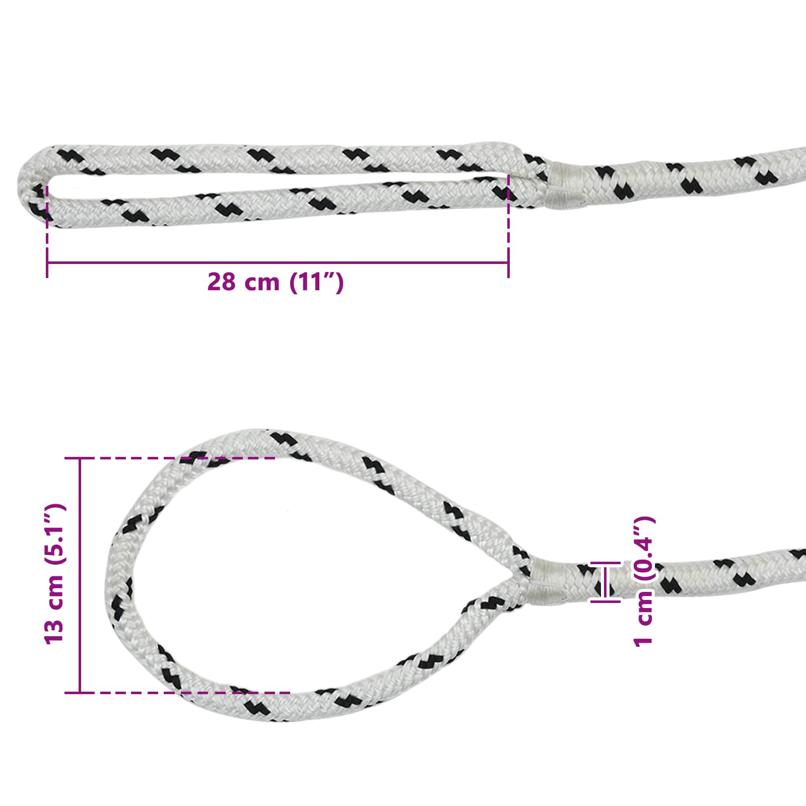 Boottouw 15 m 1 Wit en zwart Polyester