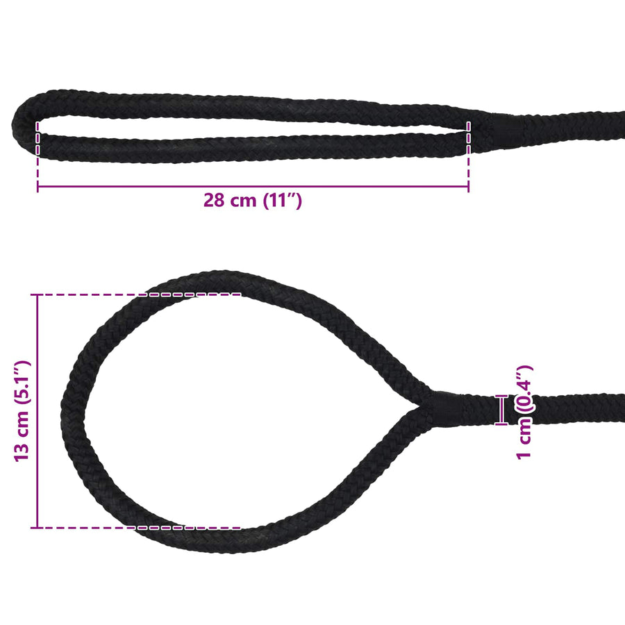 Boottouw 9 m 1 Zwart Polyester