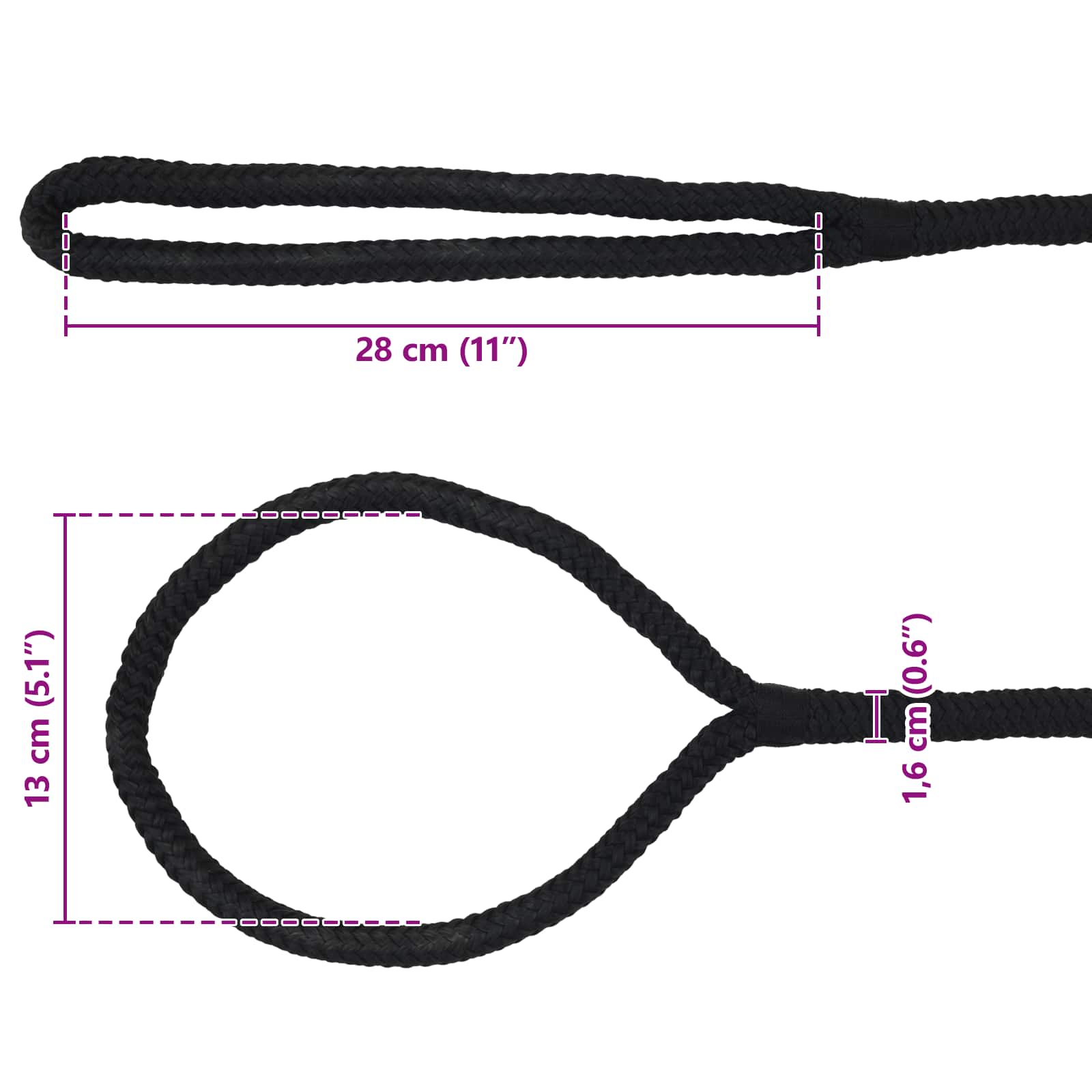 Boottouw 6 m 1.6 Zwart Polyester