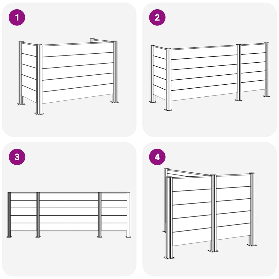 Afvalbak Schutting Grijs 161 x 85 x 115 cm Aluminium en WPC
