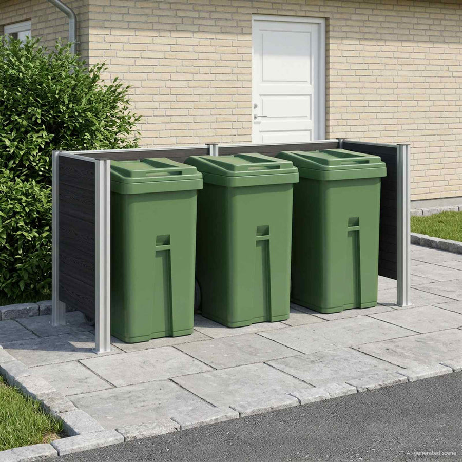 Afvalbak Schutting Grijs 237 x 85 x 115 cm Aluminium en WPC