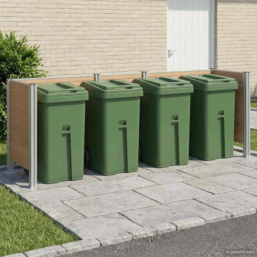 Afvalbak Schutting Bruin 315 x 85 x 115 cm Aluminium en WPC