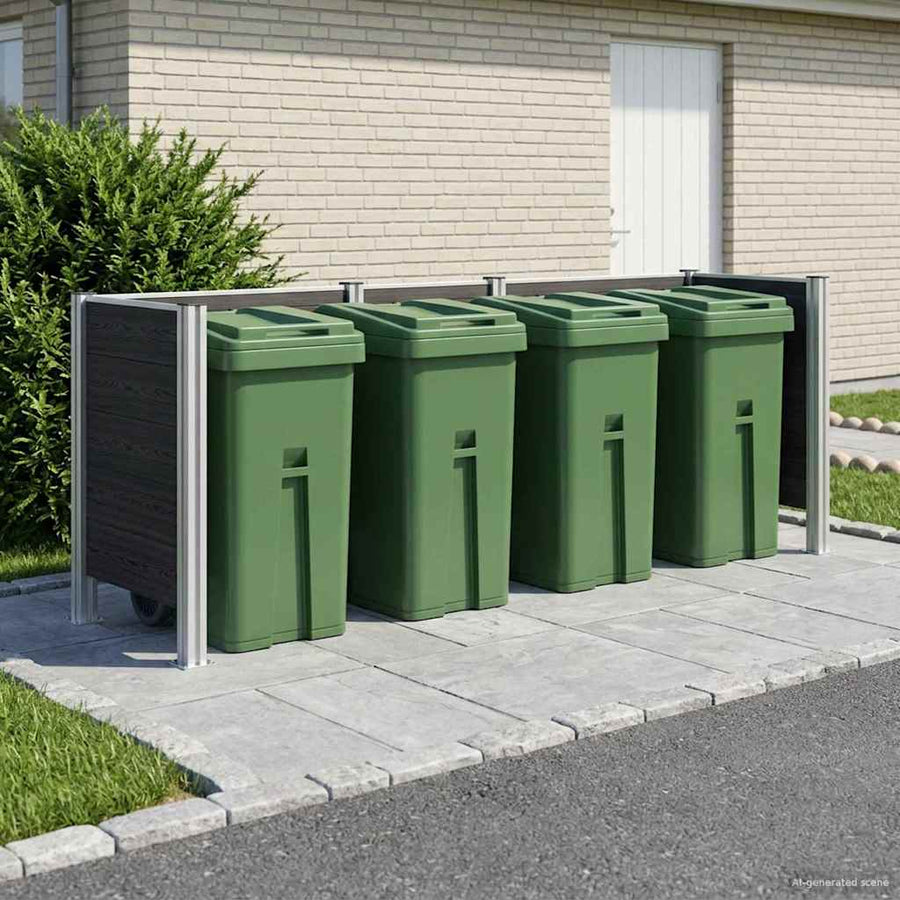 Afvalbak Schutting Grijs 315 x 85 x 115 cm Aluminium en WPC