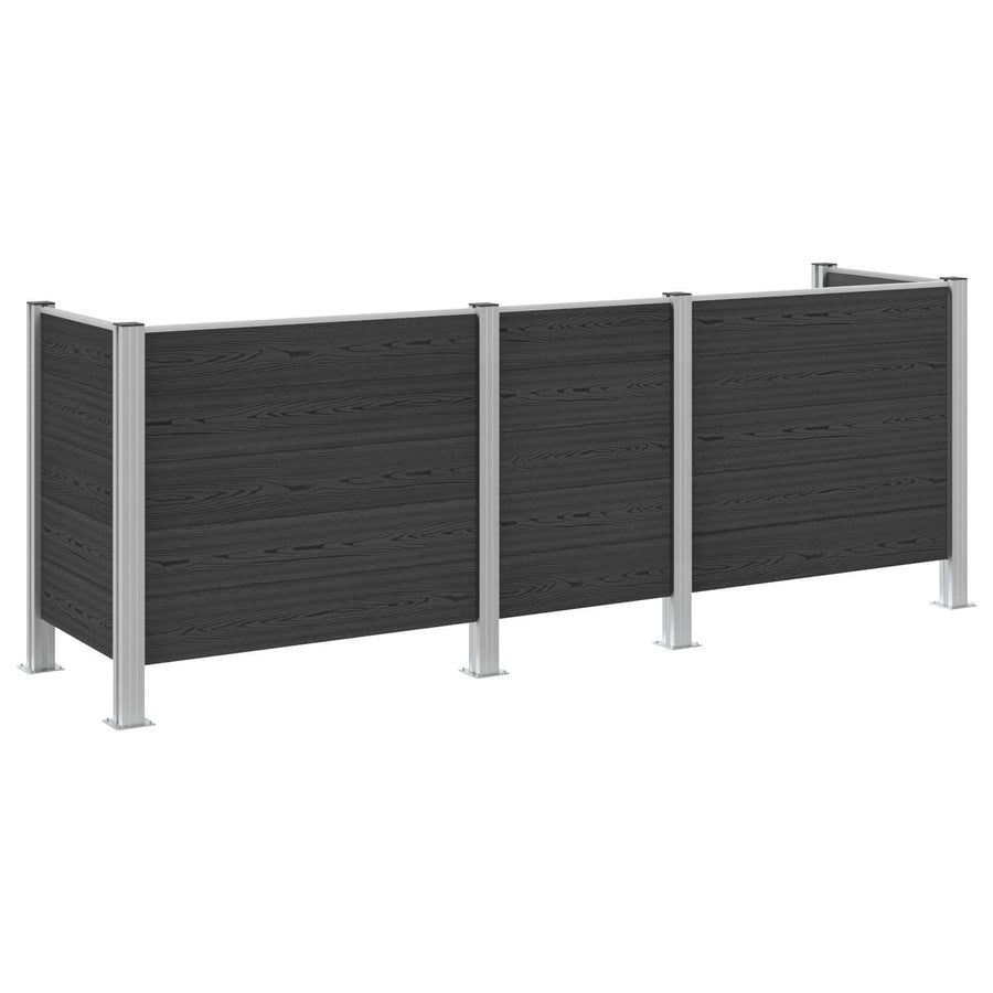 Afvalbak Schutting Grijs 315 x 85 x 115 cm Aluminium en WPC