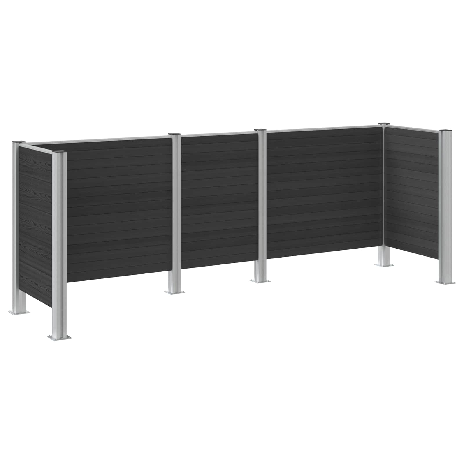 Afvalbak Schutting Grijs 315 x 85 x 115 cm Aluminium en WPC