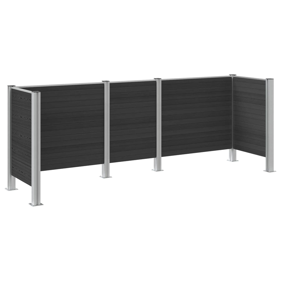 Afvalbak Schutting Grijs 315 x 85 x 115 cm Aluminium en WPC