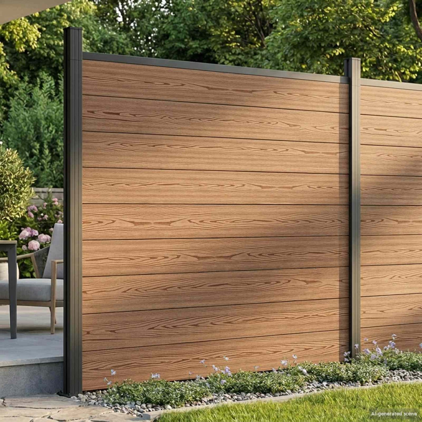 Hekpaneel 6 pcs WPC en Aluminium Bruin
