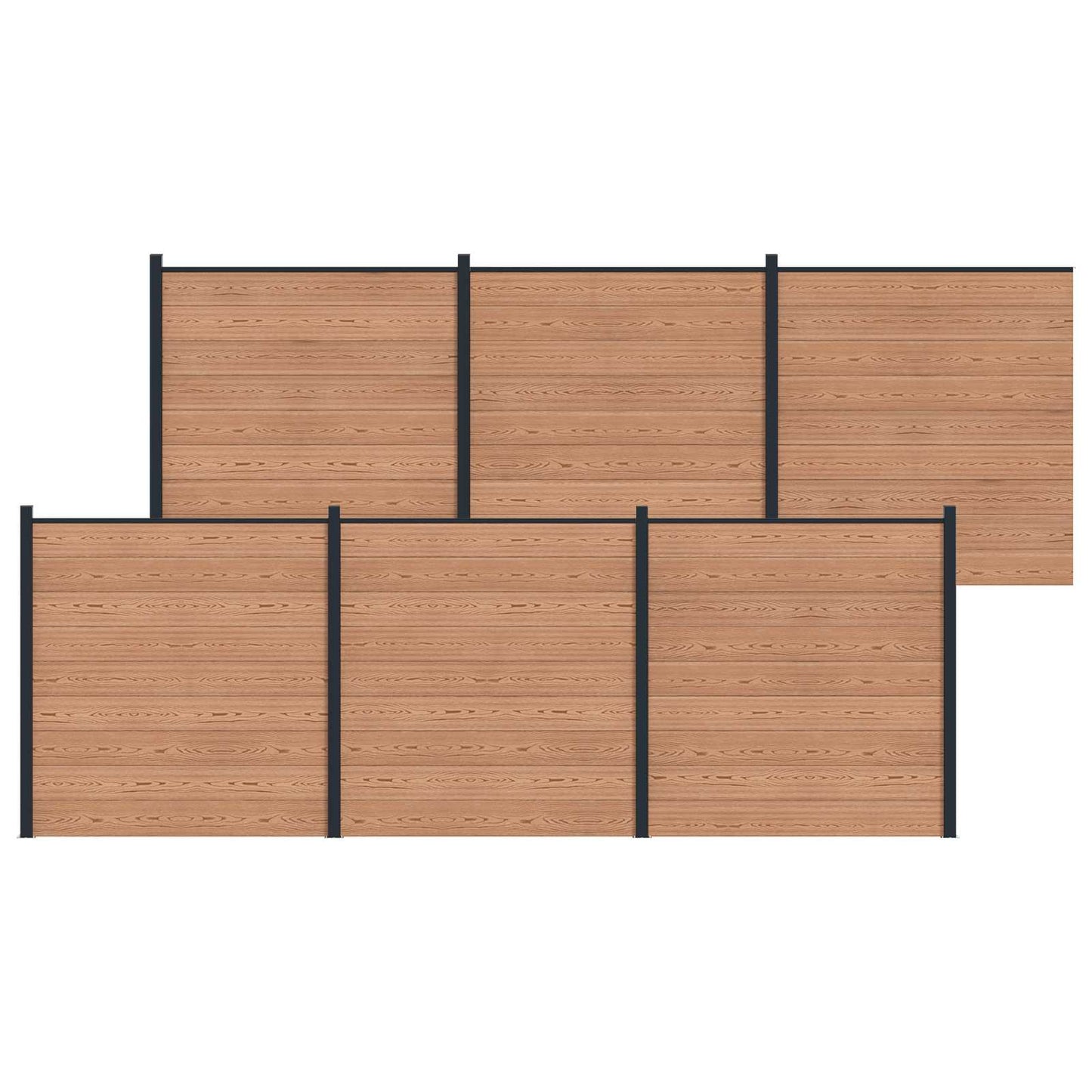 Hekpaneel 6 pcs WPC en Aluminium Bruin