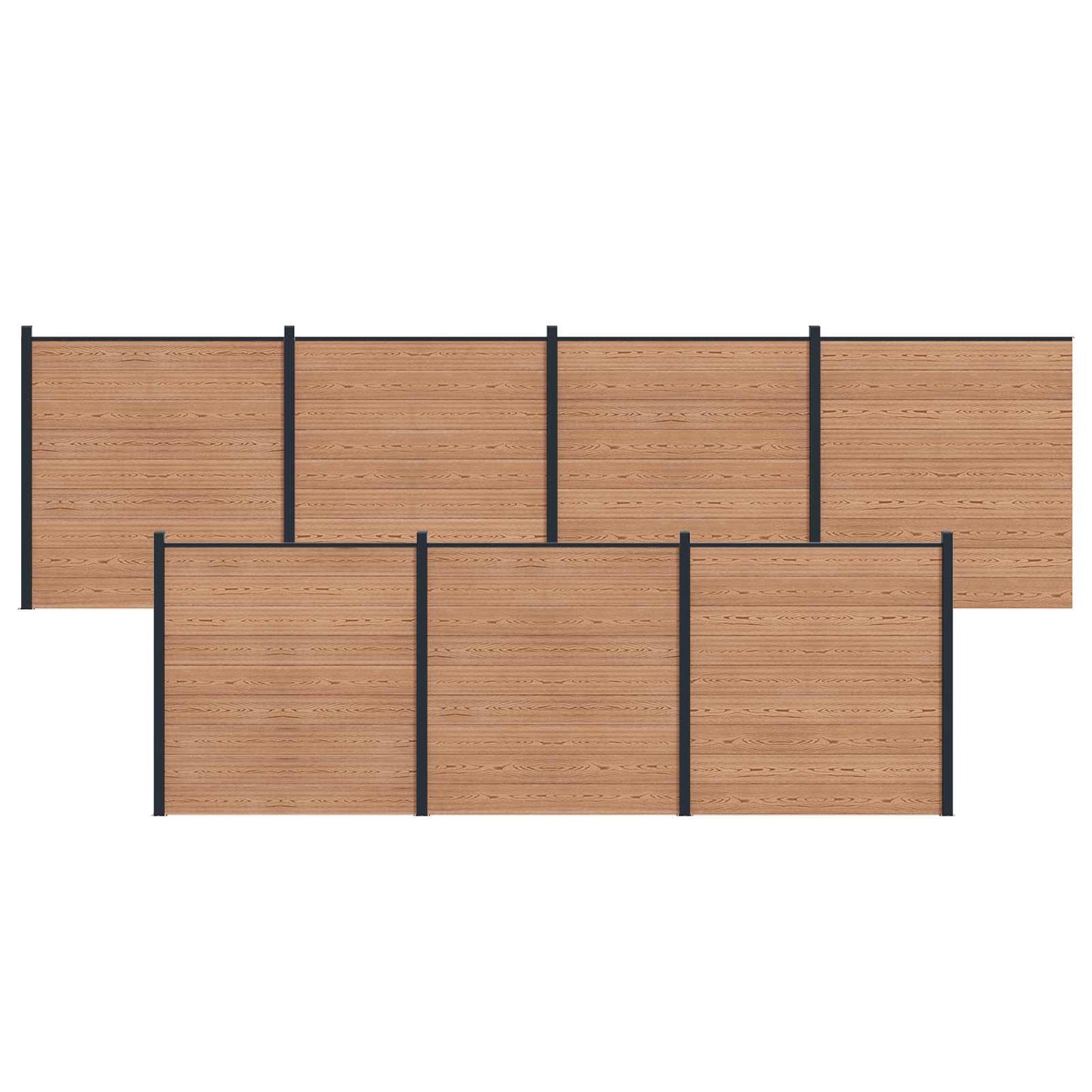 Hekpaneel 7 pcs WPC en Aluminium Bruin