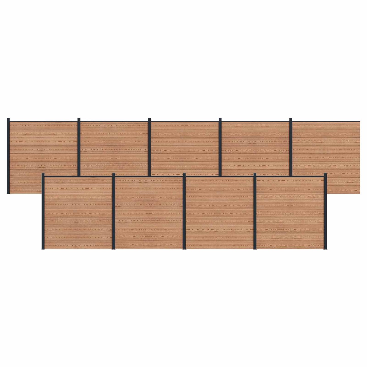 Hekpaneel 9 pcs WPC en Aluminium Bruin