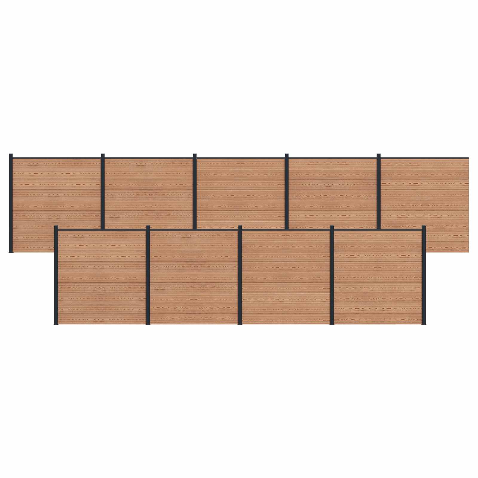 Hekpaneel 9 pcs WPC en Aluminium Bruin