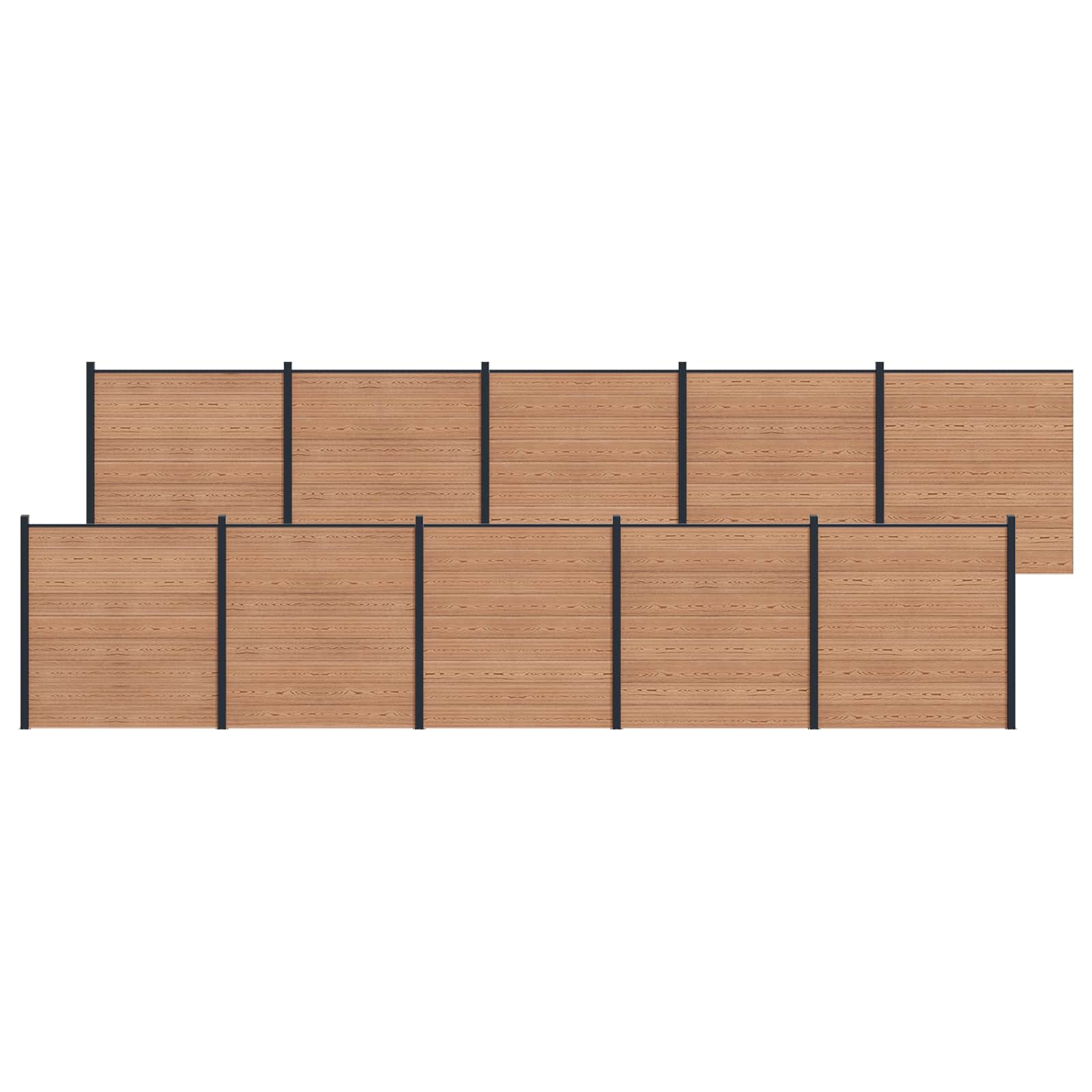 Hekpaneel 10 pcs WPC en Aluminium Bruin