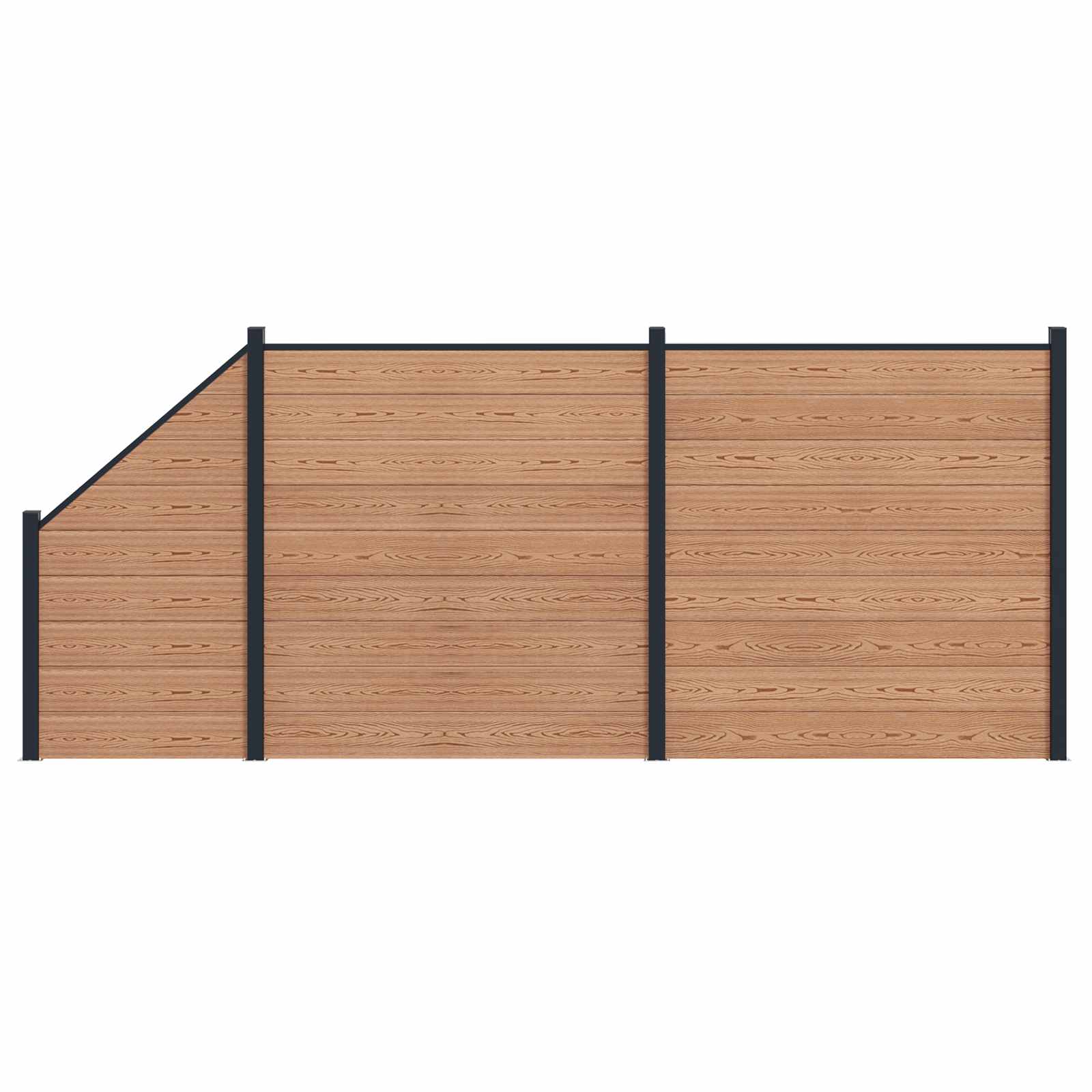 Hekpaneel 3 pcs WPC en Aluminium Bruin