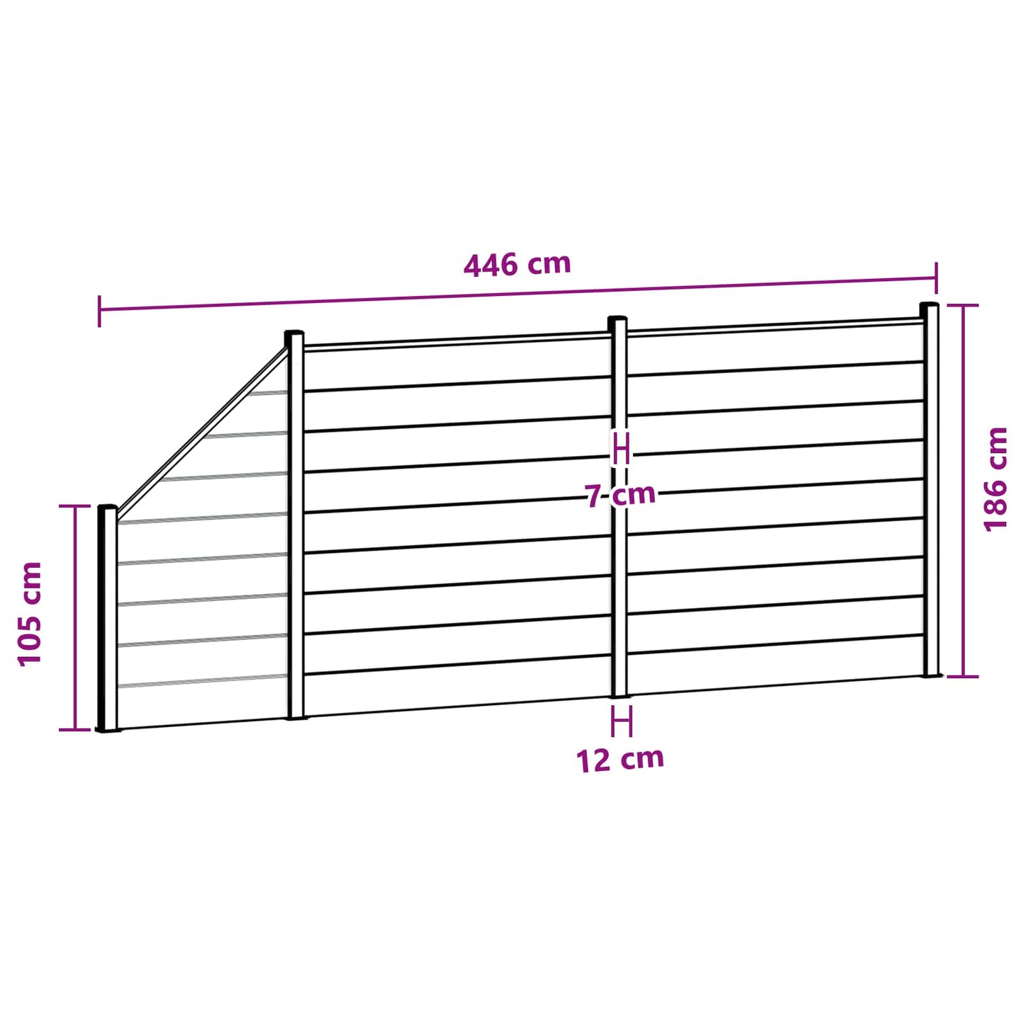 Hekpaneel 3 pcs WPC en Aluminium Bruin