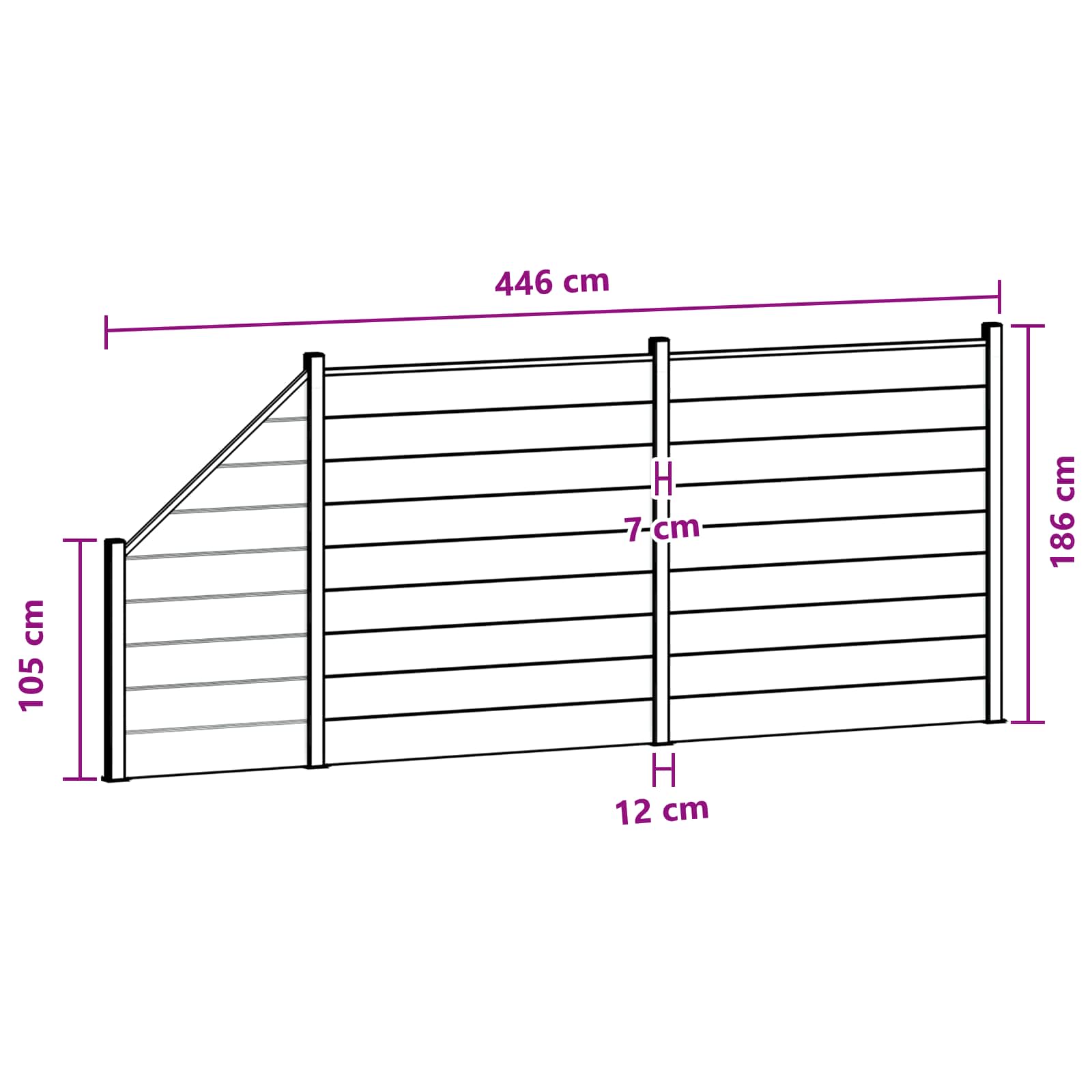 Hekpaneel 3 pcs WPC en Aluminium Bruin