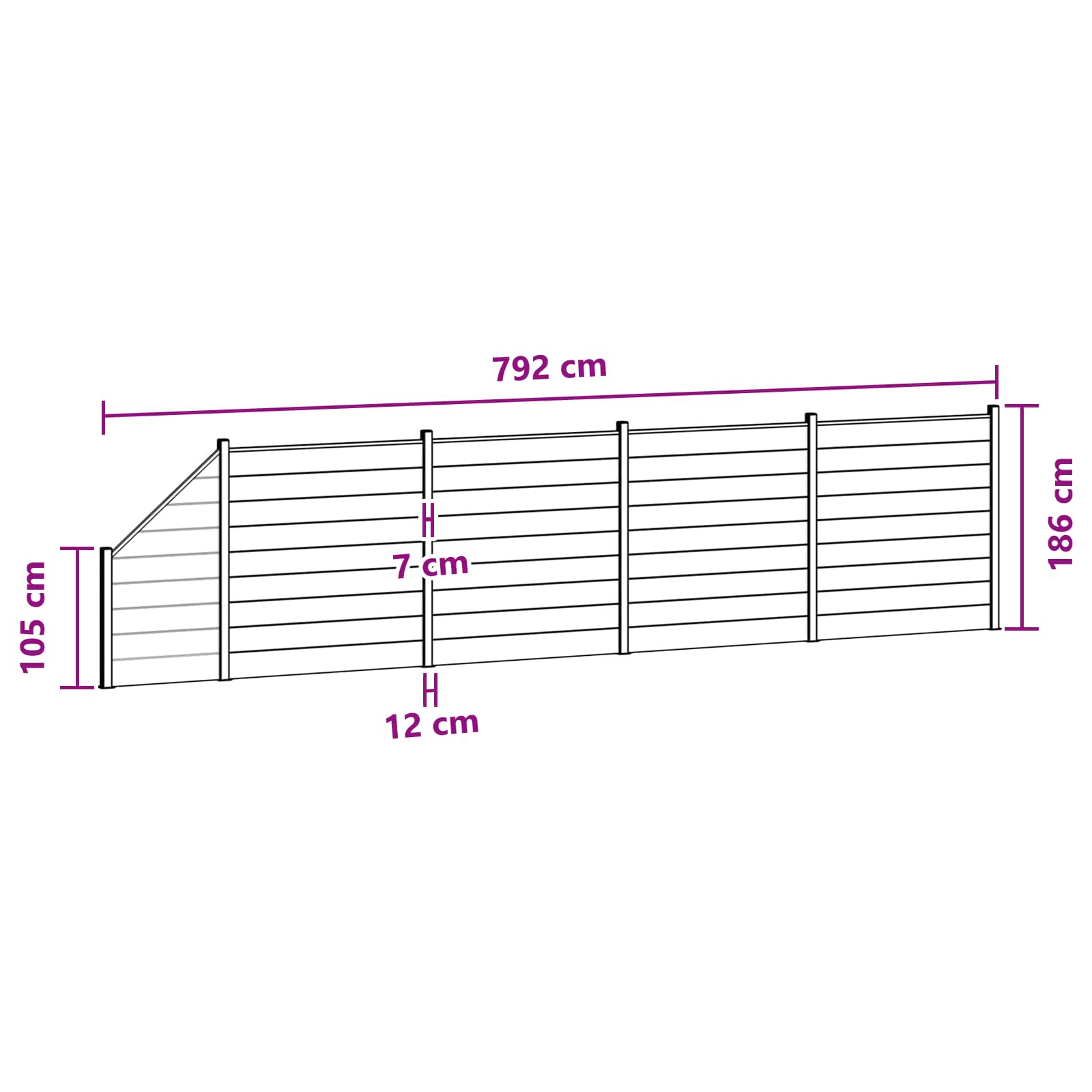 Hekpaneel 5 pcs WPC en Aluminium Bruin