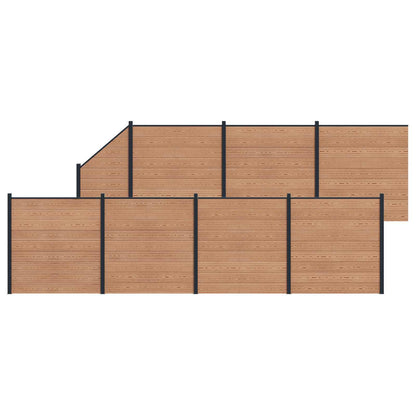 Hekpaneel 8 pcs WPC en Aluminium Bruin