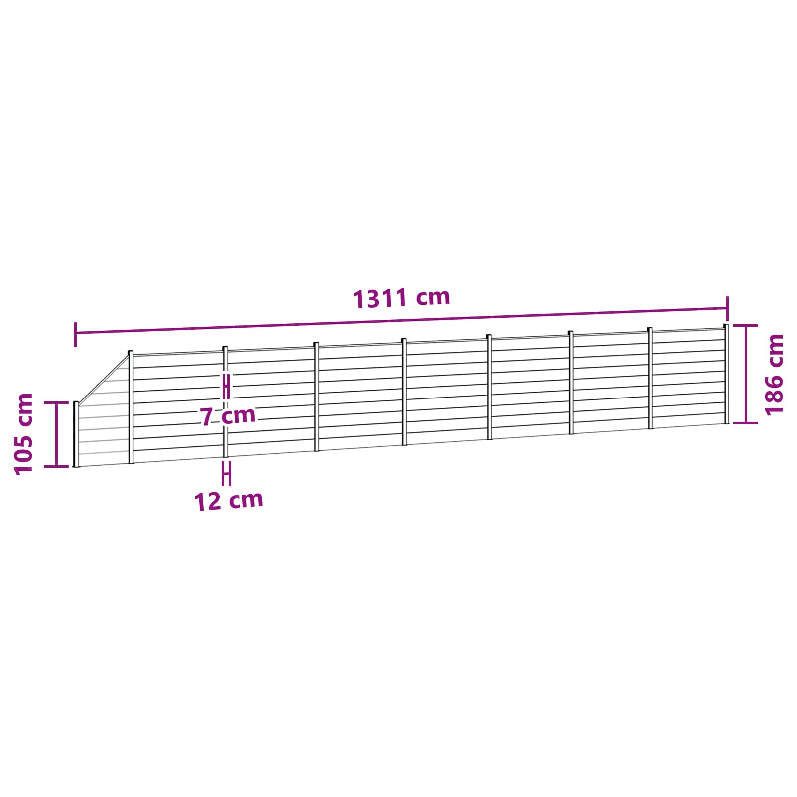 Hekpaneel 8 pcs WPC en Aluminium Bruin