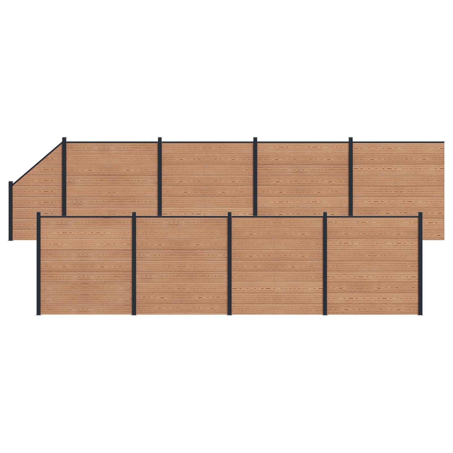 Hekpaneel 9 pcs WPC en Aluminium Bruin