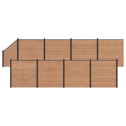 Hekpaneel 9 pcs WPC en Aluminium Bruin