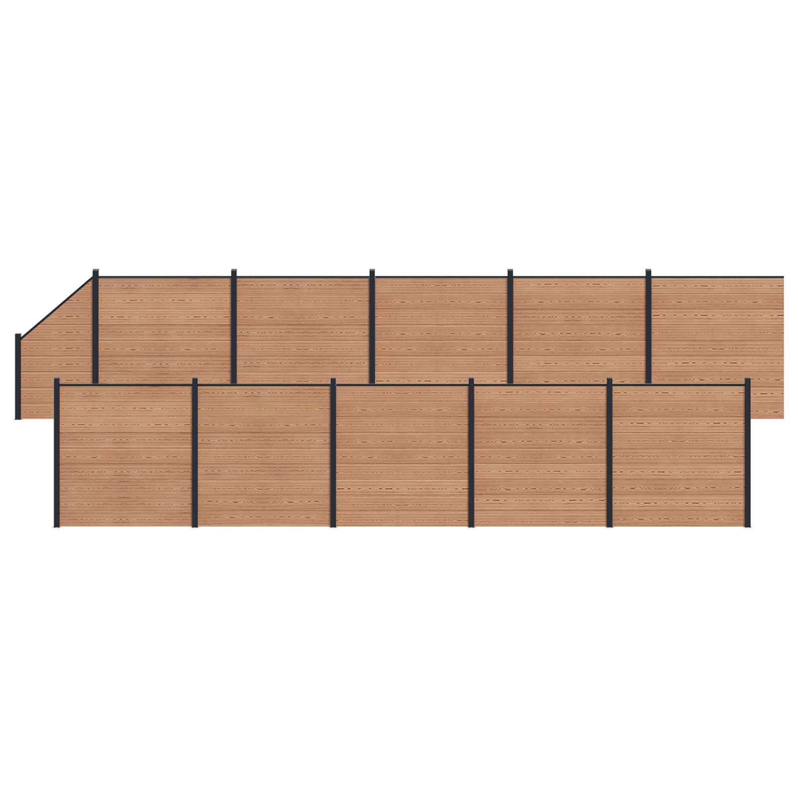 Hekpaneel 11 pcs WPC en Aluminium Bruin