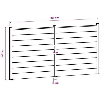 Hek set 353 x 186 cm WPC en Aluminium Grijs