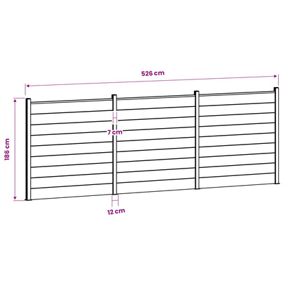 Hek set 526 x 186 cm WPC en Aluminium Grijs