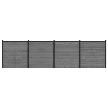 Hek set 699 x 186 cm WPC en Aluminium Grijs