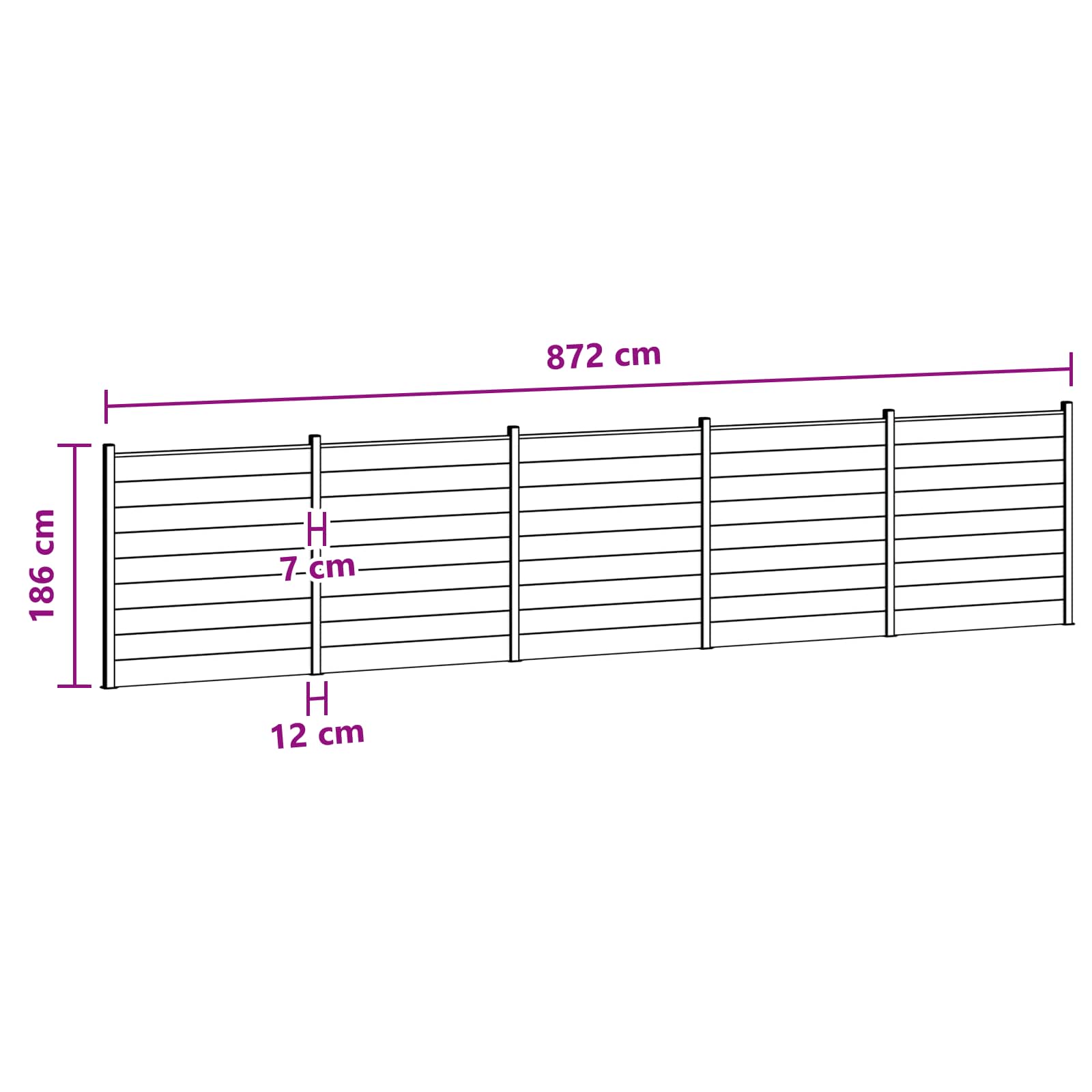 Hekpaneel 5 pcs WPC en Aluminium Grijs