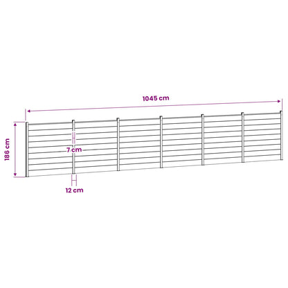 Hek set 1045 x 186 cm WPC en Aluminium Grijs