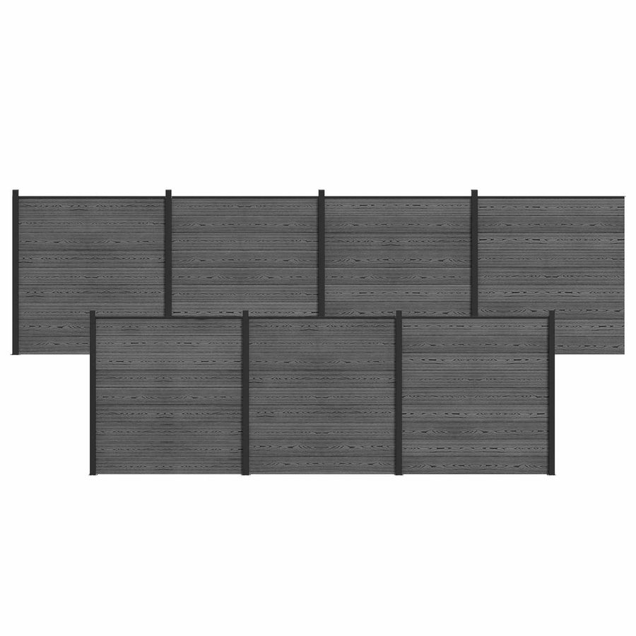 Hekpaneel 7 pcs WPC en Aluminium Grijs