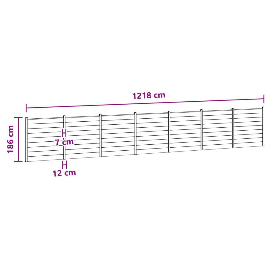 Hekpaneel 7 pcs WPC en Aluminium Grijs