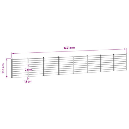 Hek set 1391 x 186 cm WPC en Aluminium Grijs