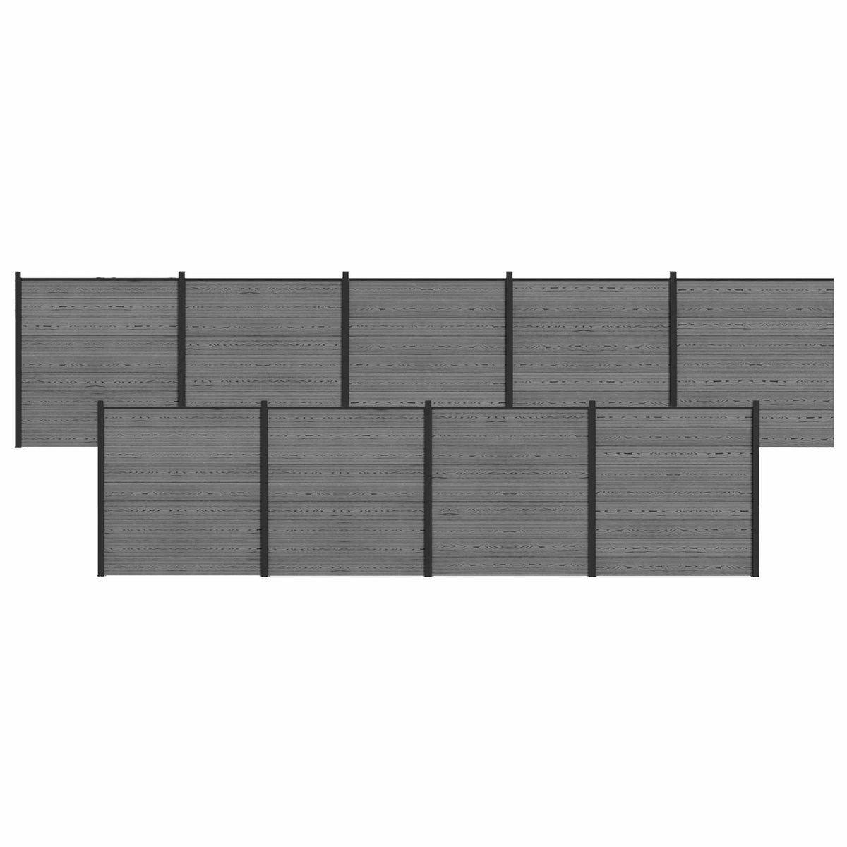 Hek set 1564 x 186 cm WPC en Aluminium Grijs