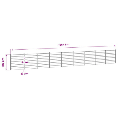 Hek set 1564 x 186 cm WPC en Aluminium Grijs