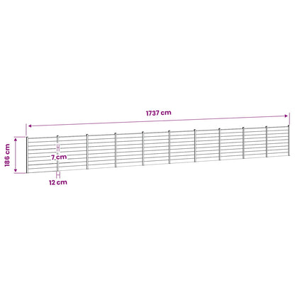 Hek set 1737 x 186 cm WPC en Aluminium Grijs