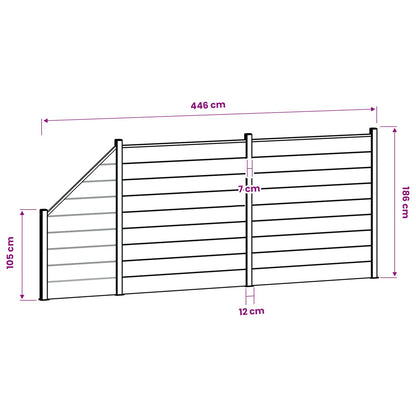 Hek set 446 x 186 cm WPC en Aluminium Grijs