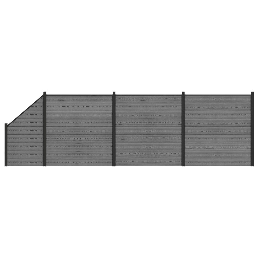 Hek set 619 x 186 cm WPC en Aluminium Grijs