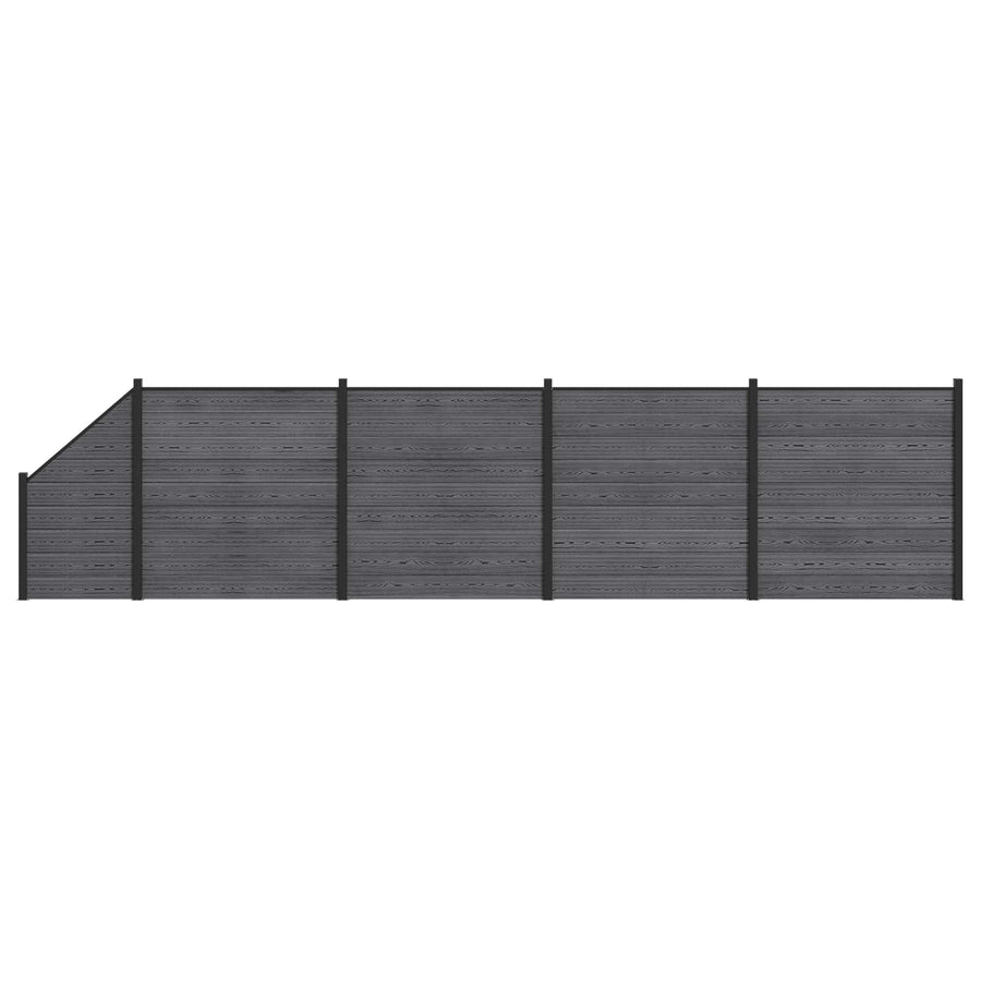Hekpaneel 5 pcs WPC en Aluminium Grijs
