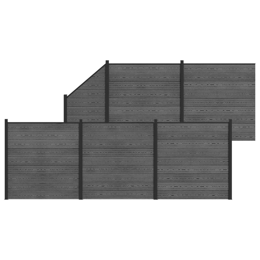 Hekpaneel 6 pcs WPC en Aluminium Grijs