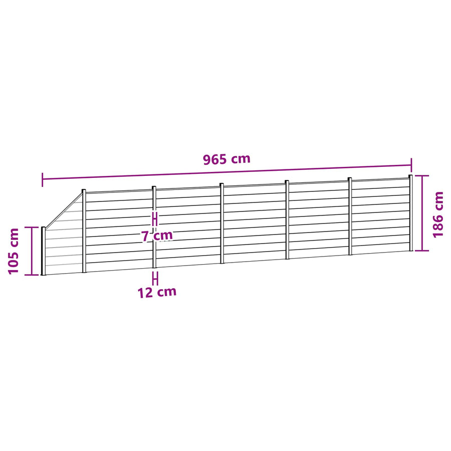 Hekpaneel 6 pcs WPC en Aluminium Grijs