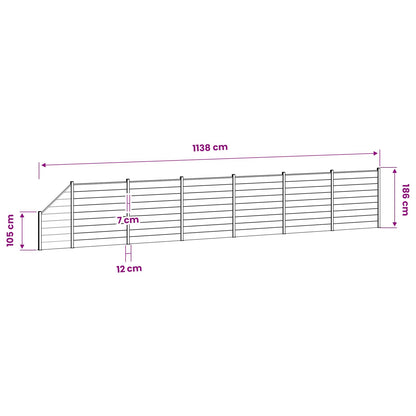 Hek set 1138 x 186 cm WPC en Aluminium Grijs